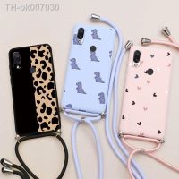 ☄  Necklace Lanyard Rope Phone Case For Xiaomi Redmi Note 7 Silicone Soft Cute Dinosaur Flower Cover For Redmi Note 7pro 7s Bumper