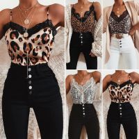 2019 Newest Hot Women Summer Sexy Leopard Printed Tank Tops Lace Sexy Vest Fashion Camisole Sleeveless Casual Crop Tops