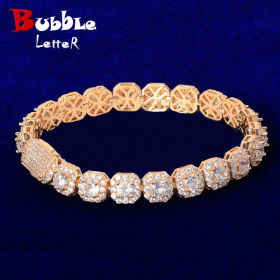 Bubble Letter Clustered Tennis Bracelet for Men Real Gold Plated Hip Hop Jewelry Iced Out Free Shipping 2021 Trend