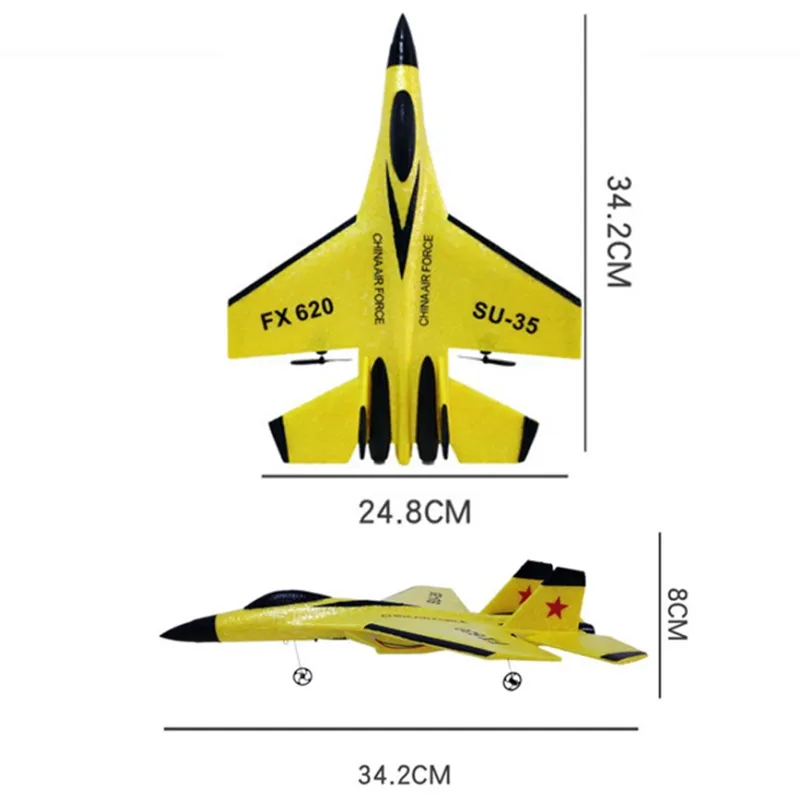 Avião de Controle Remoto FX-620 SU-35 2.4G Fighter - Brinquedo de Avião  Hobby em Espuma EPP com Controle Remoto - Presente Ideal para Crianças