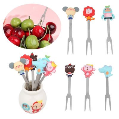 1Set Cartoon Animal Children Fruit Forks Kids Food Picks Bento Crockery Cute Mini Toothpicks Reusable Tableware Gift Party Decor