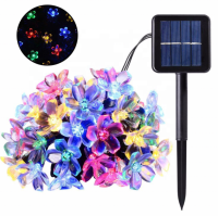 INS Hot Garden Decor Fairy Light 2 Modes IP65 Outdoor Waterproof LED Sakura Flower Solar String Light for Holiday Decoration