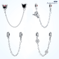 Flower Safety Chain Charms Bead Silver Plated Fit Original celet Charm Animal Mouse Anti-slip for Woman Jewelry