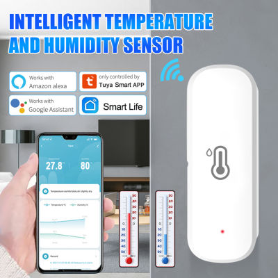 Abaaba Abaaba Abaaba Tuya Smart Wifi ใช้งานได้เป็นเซ็นเซอร์วัดอุณหภูมิความชื้นเสียงได้อเนกประสงค์สำหรับ Alexa Go-Ogle Home Smart Life
