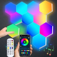 DIY คนรัก RGB หกเหลี่ยมโคมไฟติดผนังบลูทูธสมาร์ท LED ไฟกลางคืน USB ขับเคลื่อนโคมไฟสำหรับห้องนั่งเล่น,ห้องนอน,ของขวัญ,ตกแต่งวันเกิด