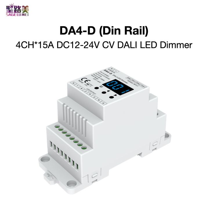 【Worth-Buy】 Da4-D Din 4ch * 15a Dc12-24v Cv Dali Led หรี่1-4 Dali ที่อยู่เลือกได้4ช่องสัญญาณแรงดันไฟฟ้าคงที่ Pmw Skydimming Dimming