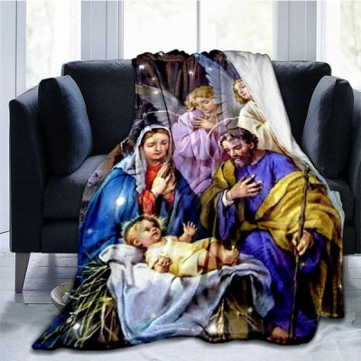 3D Lukis Yesus dan Maryam Bersyukur Penipu Kristen Percayaan Rumah Kosong Helaian Sofa Tutup Pejabat Kosong Nap Leisure Hiking Warm Throwing Blanket Y135