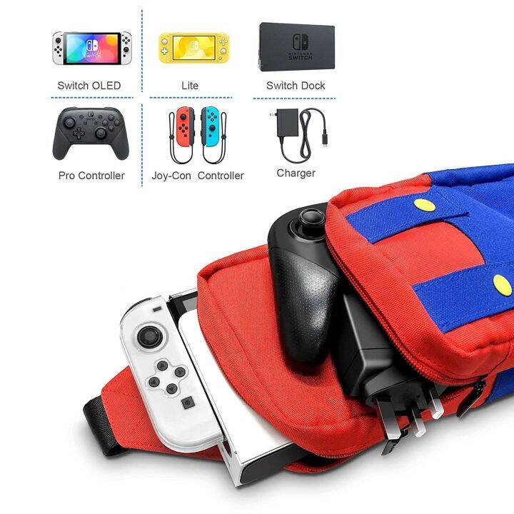 trending-กระเป๋าเก็บของขนาดใหญ่สีแดงและสีน้ำเงินสำหรับ-nintendo-switch-เกม-oled-เคสสำหรับ-nintendo-switch-lite