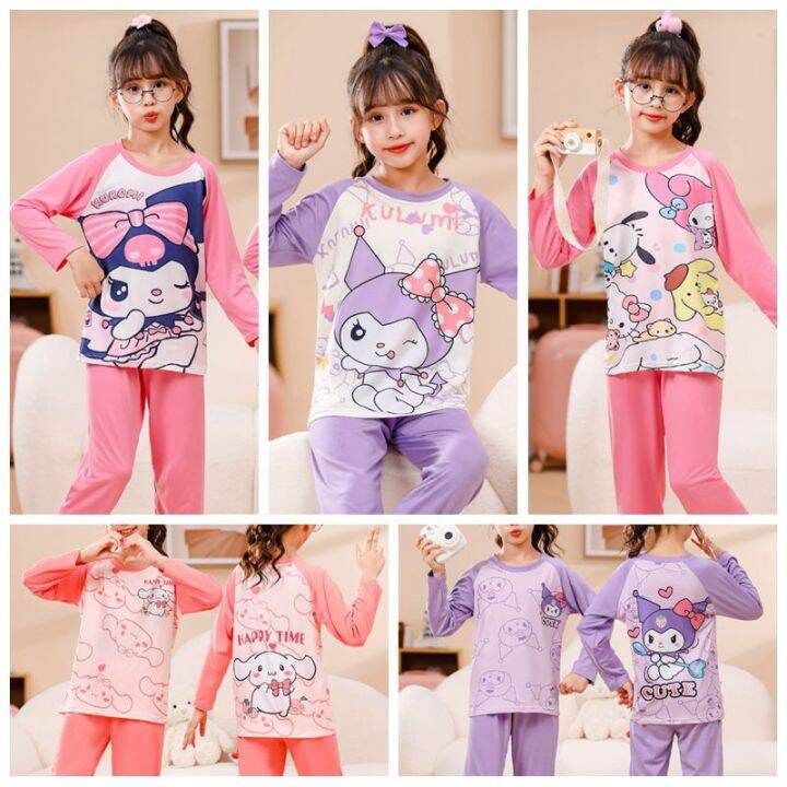 Korean Set Wear Moisture Wicking O Neck Nightwear Sleepwear Kids