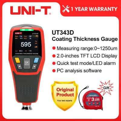 เครื่องวัดความหนาของการเคลือบผิว UNI-T UT343D จอ LCD แบล็คไลท์320X240พิกเซลเครื่องวัดเครื่องทดสอบความหนาของสีรถโลหะดิจิตอล FE/NFE