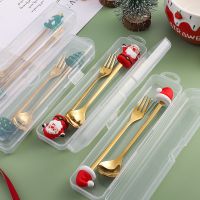 【LZ】✶✎  2 pçs decorações de natal para casa natal colheres de café colher de sobremesa utensílios de mesa de natal enfeites de natal noel ano novo 2023