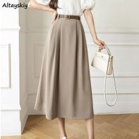 Summer A-line Skirts Women Elegant Office Ladies High Waist Streetwear Midi Simple All-match Spring Popular Design Chic Faldas