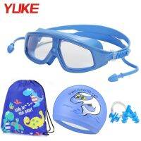 Large Frame Kids Swimming Goggles Anti-Fog Waterproof With Nose Clip Earplug Cap Bag Cartoon Diving Eyewear Child Pool Glasses