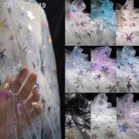 ◕☃ﺴ 150CM Wide Colorful Snowflake Mesh Fabric Soft Tull Sewing For Wedding Dress Decoration Girl Skirt Printed Cloth P167