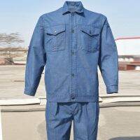 Summer thin denim overalls suit mens labor protection clothing welder construction site labor wear-resistant electric welding suit tooling summer suit