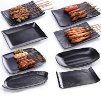 Japanese Sushi Barbecue Plate Black Melamine Meat Beef Steak Dish Seasoning Hot Pot Shop Buffet BBQ Plate Kitchen Tableware