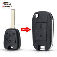 Dandkey ดัดแปลงพลิกพับ Key Shell สำหรับ Toyota AYGO สำหรับ Citroen C1 C3สำหรับ Peugeot 307 Entry Remote Key Case 2ปุ่ม