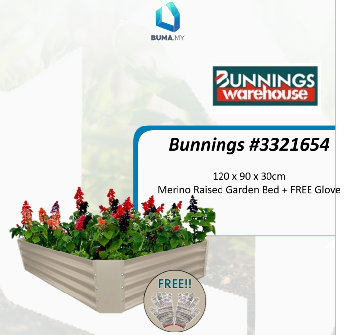 Bunnings 3321654 120 x 90 x 30cm Merino Raised Garden Bed + FREE Glove