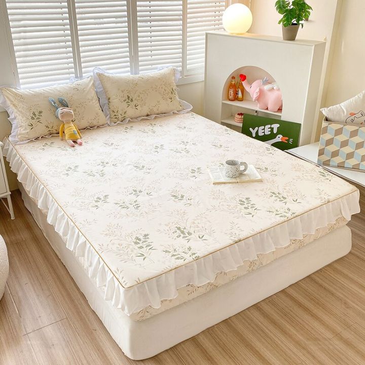ผ้าปูเตียงป้องกันบ้านอบอุ่นและสะดวกสบายผ้าปูที่นอนผ้าปูที่นอนคอตตอนใหม่-ไม่มีปลอกหมอน