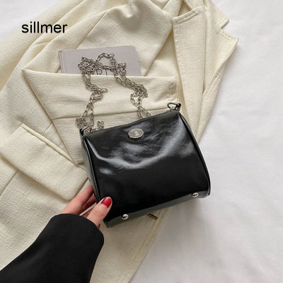 กระเป๋าโซ่กระเป๋าสะพายไหล่สำหรับผู้หญิงซิลเลอร์กระเป๋าคาดอกสตรีกระเป๋าเอกสารแบบถือ