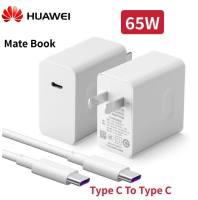 Huawei 65W Original PD Super Fast Charger USB C to USB-C Type C To Type C Cable for Huawei Mate book Laptop Moilbe phone with US EU UK Adapter with 2M C TO C cable