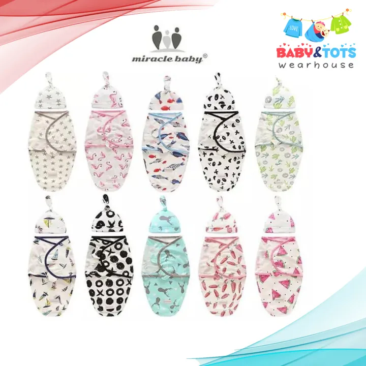 Miracle Baby Cotton SwaddleMe & Cap Set Lazada PH