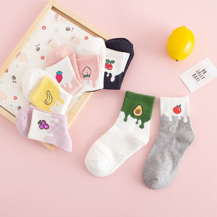 women-socks-cotton-fruit-creative-funny-peach-strawberry-banana-cherry-qualitycomfortable-happy-cute-female-socks