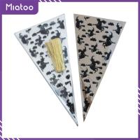 Miatoo 100x กระเป๋าลูกอมสำหรับฮัลโลวีนทรงสามเหลี่ยมโปร่งใสรักษาหรือหลอกลวงถุงซานตา