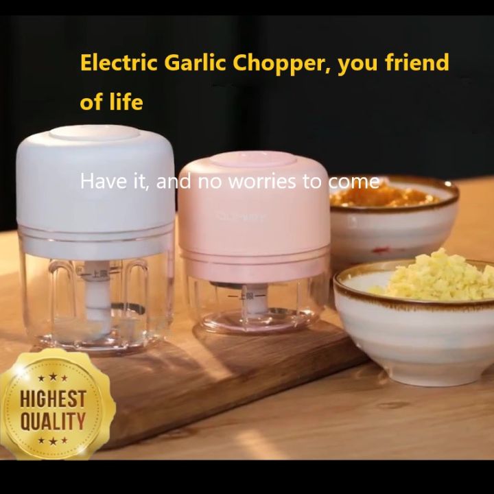 250ML Pink USB Wireless Electric Garlic Masher Sturdy Press Mincer Vegetable  Chili Meat Grinder Food Chopper Kitchen Tools