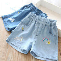 2022summer Baby Girls Rainbow Animal Embroidery Shorts