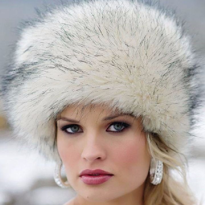 หมวกรัสเซียกันหิมะ-หมวกขนสัตว์ฤดูหนาวเทียมที่คลุมศีรษะแบบขนจิ้งจอกเทียมหมวกสกีนุ่มกันลม