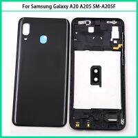 【✴COD✴】 diyi45718 สำหรับ Samsung Galaxy A20 A205 A205ds Sm-A205f พลาสติกฝากรอบกลางปลอกหุ้มฝาหลังฝาหลังอะไหล่เลนส์กล้องถ่ายรูปประตูหลัง