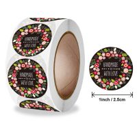 [LWF HOT]┋ 50 500Pcs Handmade With Love Stickers 1inch Round Flowers Stickers For Package Adhesive Thank You Sticker Seal Labels Stationery