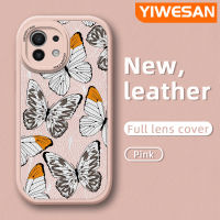 YIWESAN เคสสำหรับ Xiaomi 11 Lite 4G 11 Lite 5G 11 Lite 5G 11 Lite 5G NE เคสรูปผีเสื้อดีไซน์ใหม่เคสใส่โทรศัพท์หนังเคสมือถือกันกระแทกป้องกันการตกแบบนิ่มพร้อมเคสป้องกันกล้องเลนส์คลุมทั้งหมด