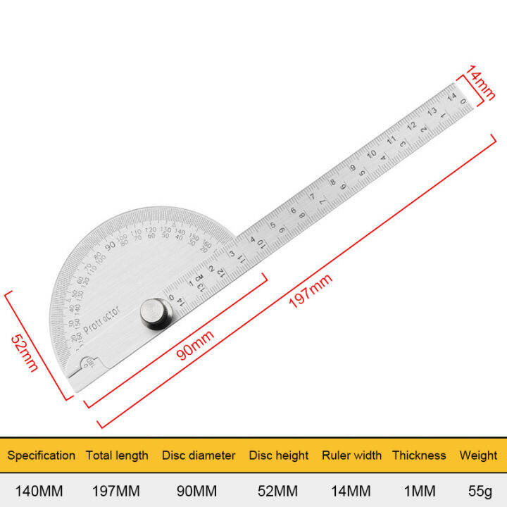 101415เซนติเมตรสแตนเลส180องศาไม้โปรแทรกเตอร์มุมเมตรวัดไม้บรรทัดโรตารีช่างเครื่องมืองานไม้ไม้บรรทัด