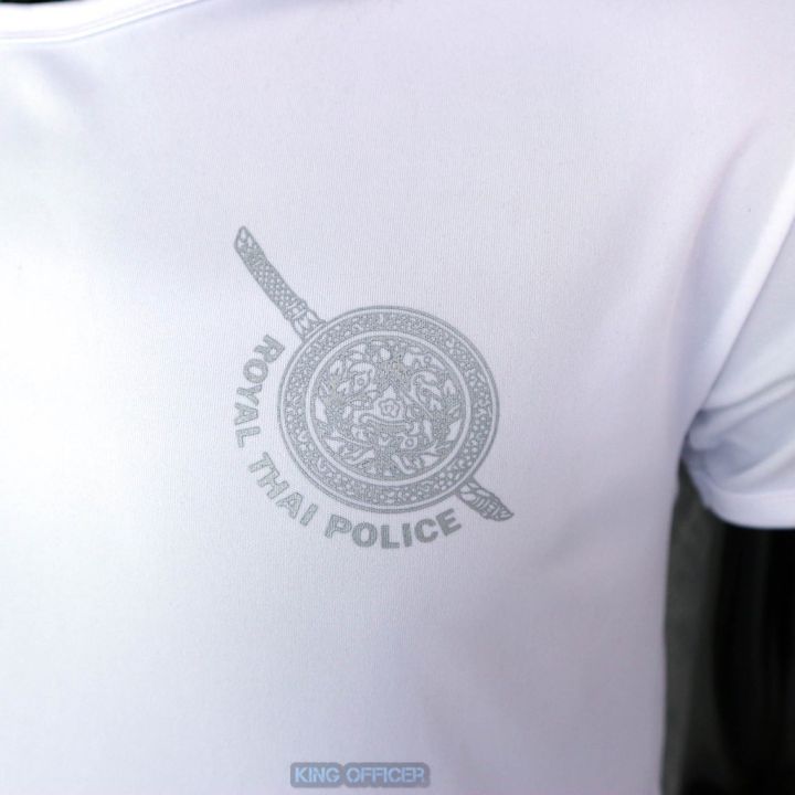 miinshop-เสื้อผู้ชาย-เสื้อผ้าผู้ชายเท่ๆ-เสื้อยืดตำรวจตราโล่-royal-thai-police-สีขาว-คอกลม-แขนสั้น-แบรนด์-king-officer-a610-เสื้อผู้ชายสไตร์เกาหลี