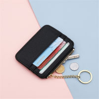 【CW】Women Men Wallet Card Holder Portable Mini Change Coin Purse Credit ID Bus Cards Cover With Key Ring Money Bag Zipper Simple