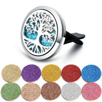 Tree Of Life Car Aromatpy Diffuser Stainless Steel Car Air Freshener Perfume Essential Oil Diffuser Locket With Shiny Pads