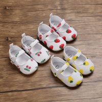 0-1Y Spring Baby Girl Shoes Printed Strawberry Cotton Toddlers Prewalkers Rubber-soled Non-slip First Walkers Cute Fruit Pattern