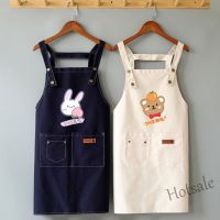 【hot sale】◎✸ D13 Ready Stock Fashion Canvas Apron Home Kitchen Apron Korean Workwear Coffee Shop Nail Art Milk Tea Catering Chef Apron Cute Cartoon Waterproof Apron