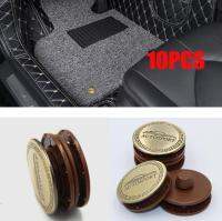 10Sets Universal Double-Layer Foot Pad Fixed Buckle Detachable Car Foot Pad Fixed Leather Car Buckle BrownBlack Car Buck