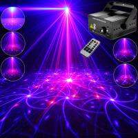 ESHINY T96 MINI MINI 3เลนส์ Red Blue Laser 48รูปแบบโปรเจคเตอร์ปาร์ตี้ Light Blue LED Club Bar DJ Dance Disco Xmas Home ITV ห้อง Professional Stage Effect แสดง