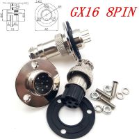 ❆▤✤ 1Set GX16 8PIN Male Female Aviation Connector Flanged Aviation Plug Socket with Screws and Nuts