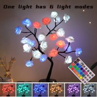 2nd Generation RGB LED 17 Color Rose Tree USB Night Light Childrens Room Home Decoration Rose Flower Christmas Decoration Gift Night Lights