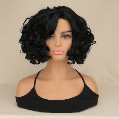 Suq Short Hair Afro Curly Wig Girls Synthetic Hair Party Natural Fluffy Cosplay Loose Curly Cosplay Wigs