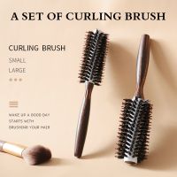 ♗▼ 1PC Professional Black Hog Mane Boar Bristle Round Wooden Barrel Rolling Styling Hair Brush Iron