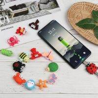 OKDEALS เครื่องชาร์จ USB หูฟังมีสายสัตว์,เคสซิลิโคนสายตัวป้องกันสายเคเบิลลายการ์ตูนฝาครอบสายข้อมูล