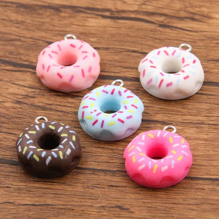 cc-๑-10pcs-19x23mm-5-color-cartoon-resin-donuts-children-gifts-dangles-jewelry-accessories
