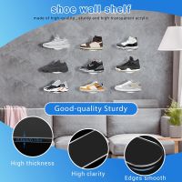 Floating Shoe Display Shelves for Wall Mount Set of 8,Clear Acrylic Floating Shelves for Showcase Sneaker Collection