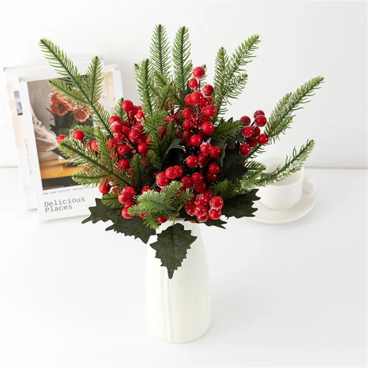 xmas-party-decorations-holiday-pine-stems-red-berry-christmas-decorations-simulation-pine-picks-fake-berry-plant